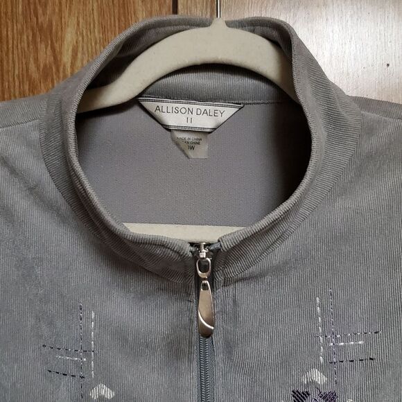 Allison Daley | Gray Corduroy Zip Front Jacket | Size 20W - Picture 5 of 7